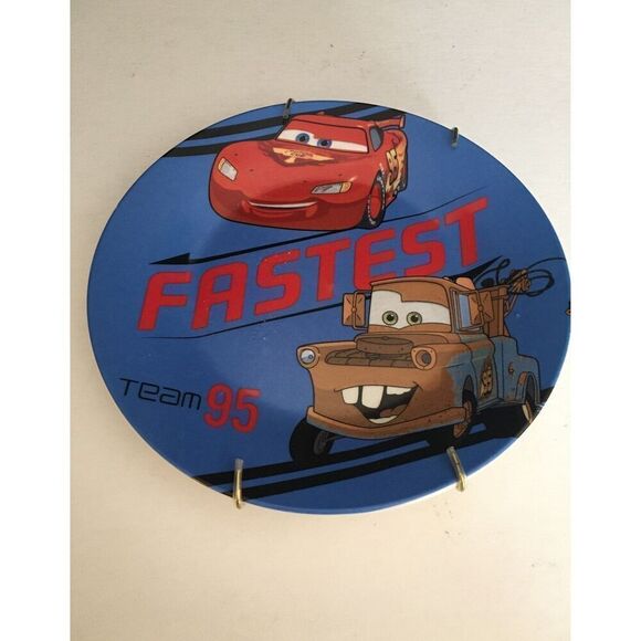 Disney PIXAR Cars Lightning McQueen & Tow Mater Ceramic Dinnerware Plate - Picture 1 of 8